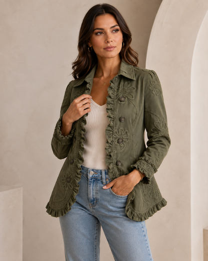 Veste Femme Brodée Florale – Style Casual Chic