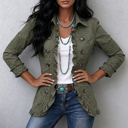 Veste Femme Brodée Florale – Style Casual Chic
