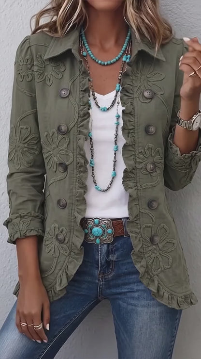 Veste Femme Brodée Florale – Style Casual Chic